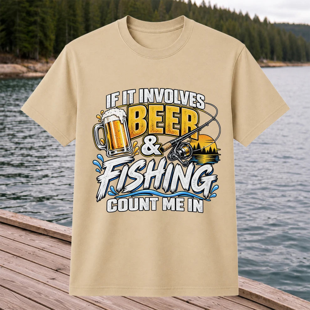 Beer and Fishing Funny Angler Graphic T-Shirt