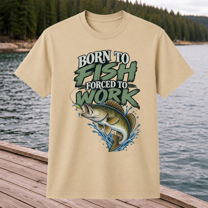 Born to Fish Forced to Work Bass Fishing T-Shirt