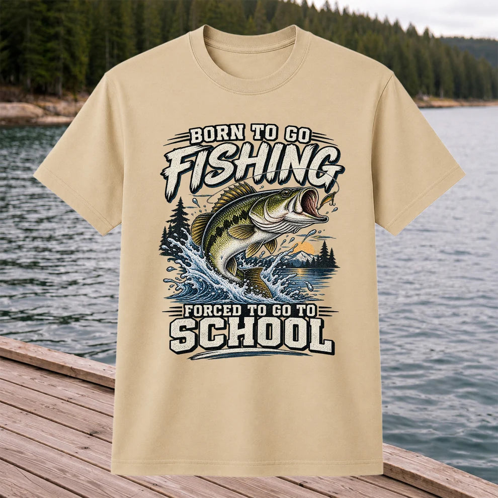 Born to Go Fishing Forced to Go to School Largemouth Bass T-Shirt