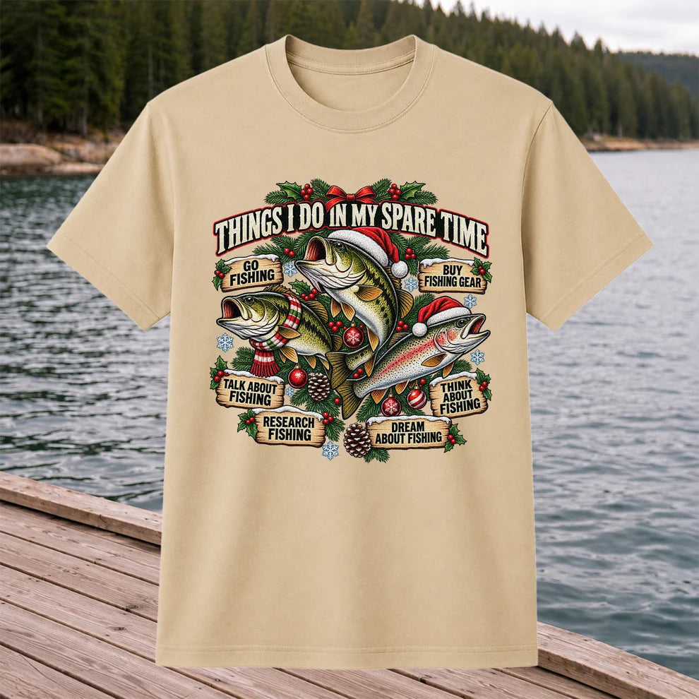 Things I Do in My Spare Time Christmas Bass and Trout Fishing T-Shirt