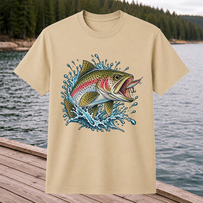 Rainbow Trout Striking a Fishing Lure Graphic T-Shirt