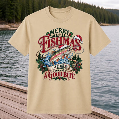 Merry Fishmas to All and to All a Good Bite Rainbow Trout T-Shirt