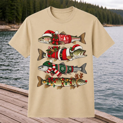 Christmas Fish Collection Festive Fishing Graphic T-Shirt
