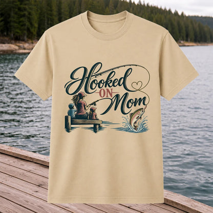 Hooked on Mom Family Fishing Graphic T-Shirt