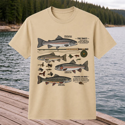 The Trout Species Chart Vintage Fly Fishing Graphic T-Shirt