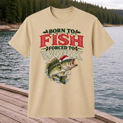 Born to Fish Forced to Work Christmas Largemouth Bass Graphic T-Shirt