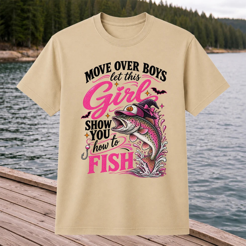 Vintage Bass Lake Fishing Scene Graphic T-Shirt
