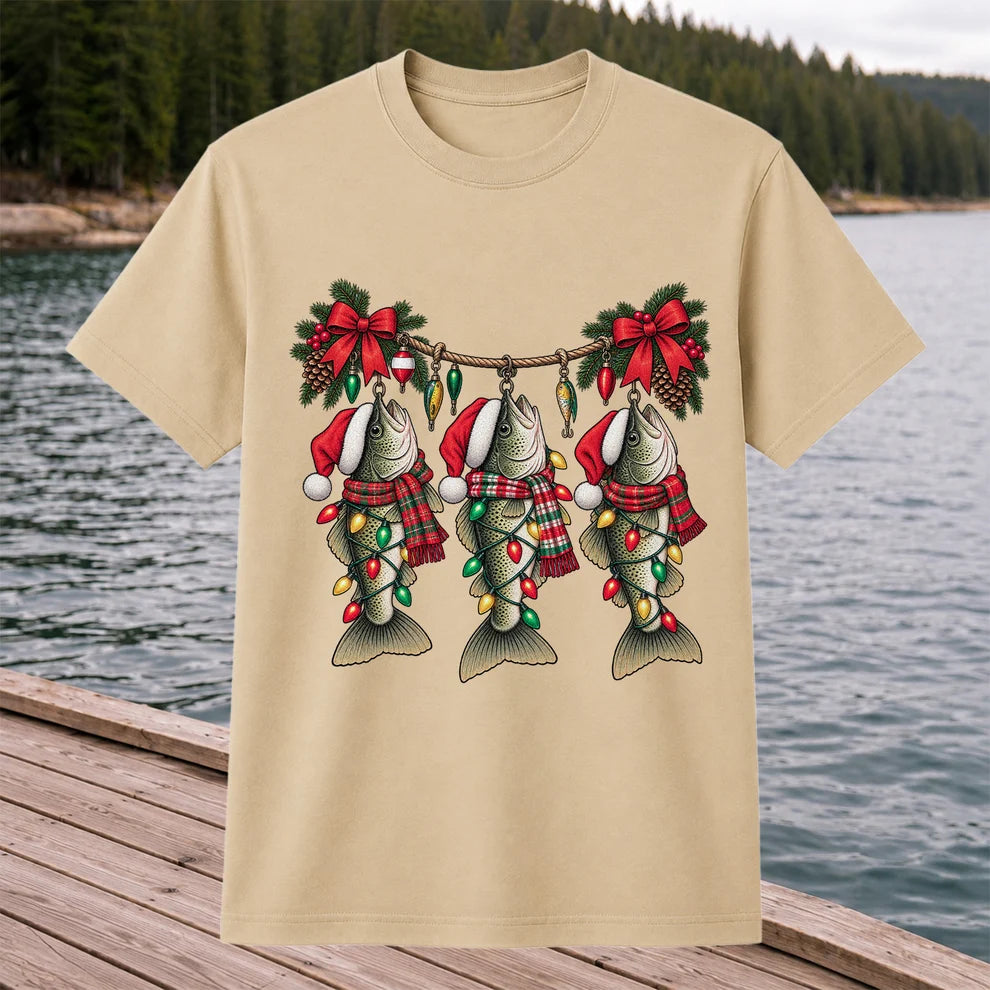 Christmas Fish Ornament Fishing Graphic T-Shirt
