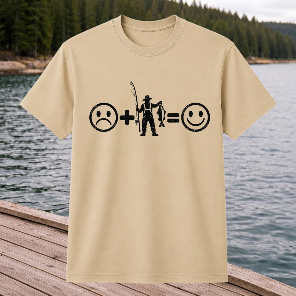Fishing Turns Sad Face Into Happy Face Graphic T-Shirt