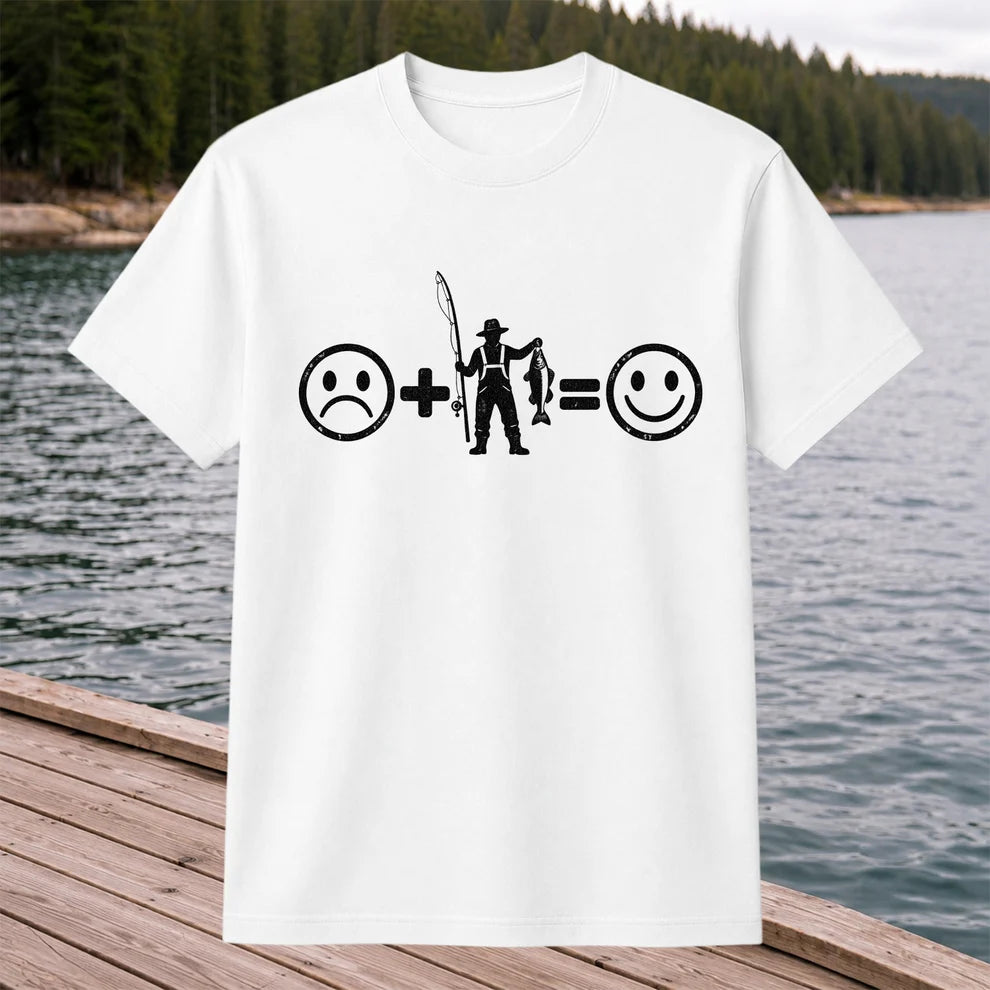 Fishing Turns Sad Face Into Happy Face Graphic T-Shirt