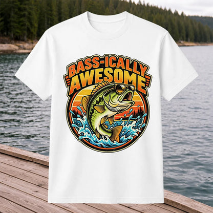 Bass-ically Awesome Funny Bass Fishing Graphic T-Shirt