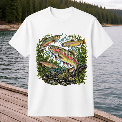 Rainbow and Brown Trout Underwater Fishing Graphic T-Shirt
