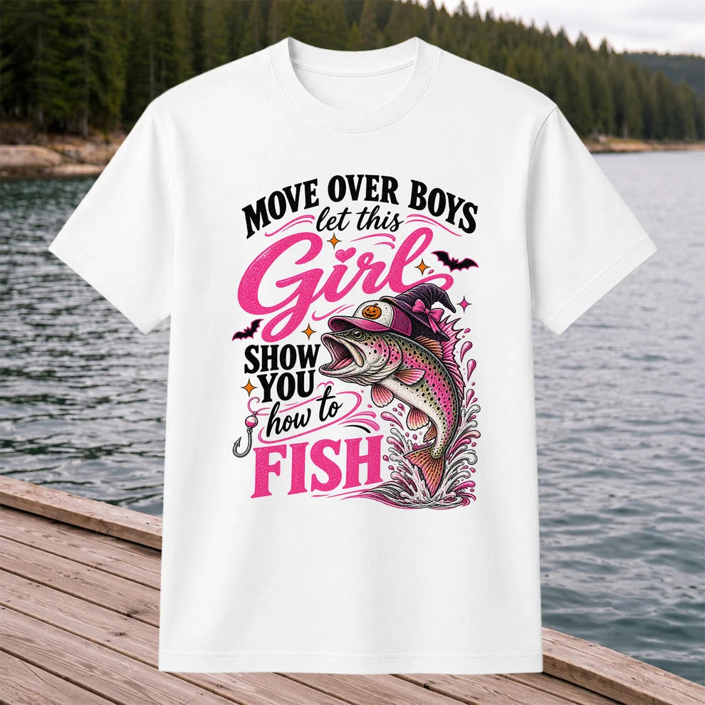 Vintage Bass Lake Fishing Scene Graphic T-Shirt