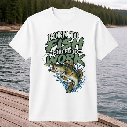 Born to Fish Forced to Work Bass Fishing T-Shirt