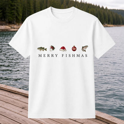 Christmas Fish Icons Fishing Graphic T-Shirt