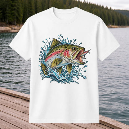 Rainbow Trout Striking a Fishing Lure Graphic T-Shirt