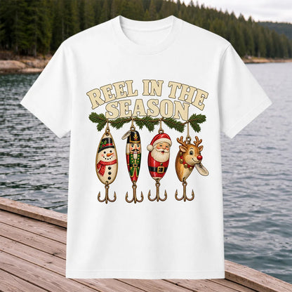 Reel in the Season Christmas Fishing Lures Graphic T-Shirt