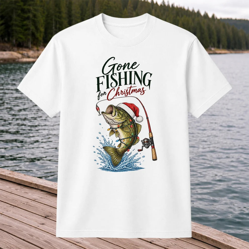 Gone Fishing for Christmas Bass Fishing Graphic T-Shirt