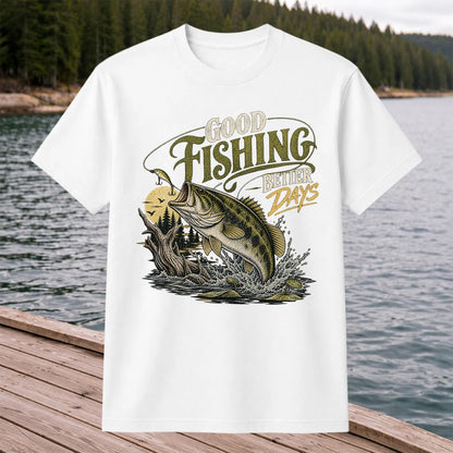 Good Fishing Better Days Largemouth Bass Graphic T-Shirt