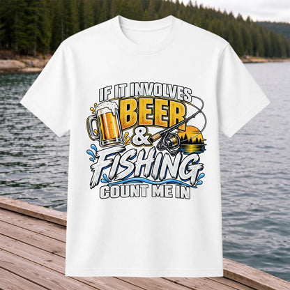 Beer and Fishing Funny Angler Graphic T-Shirt