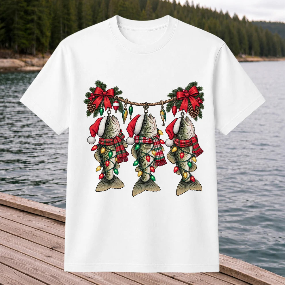 Christmas Fish Ornament Fishing Graphic T-Shirt