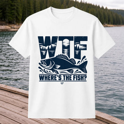 WTF Where's the Fish Funny Fishing Graphic T-Shirt