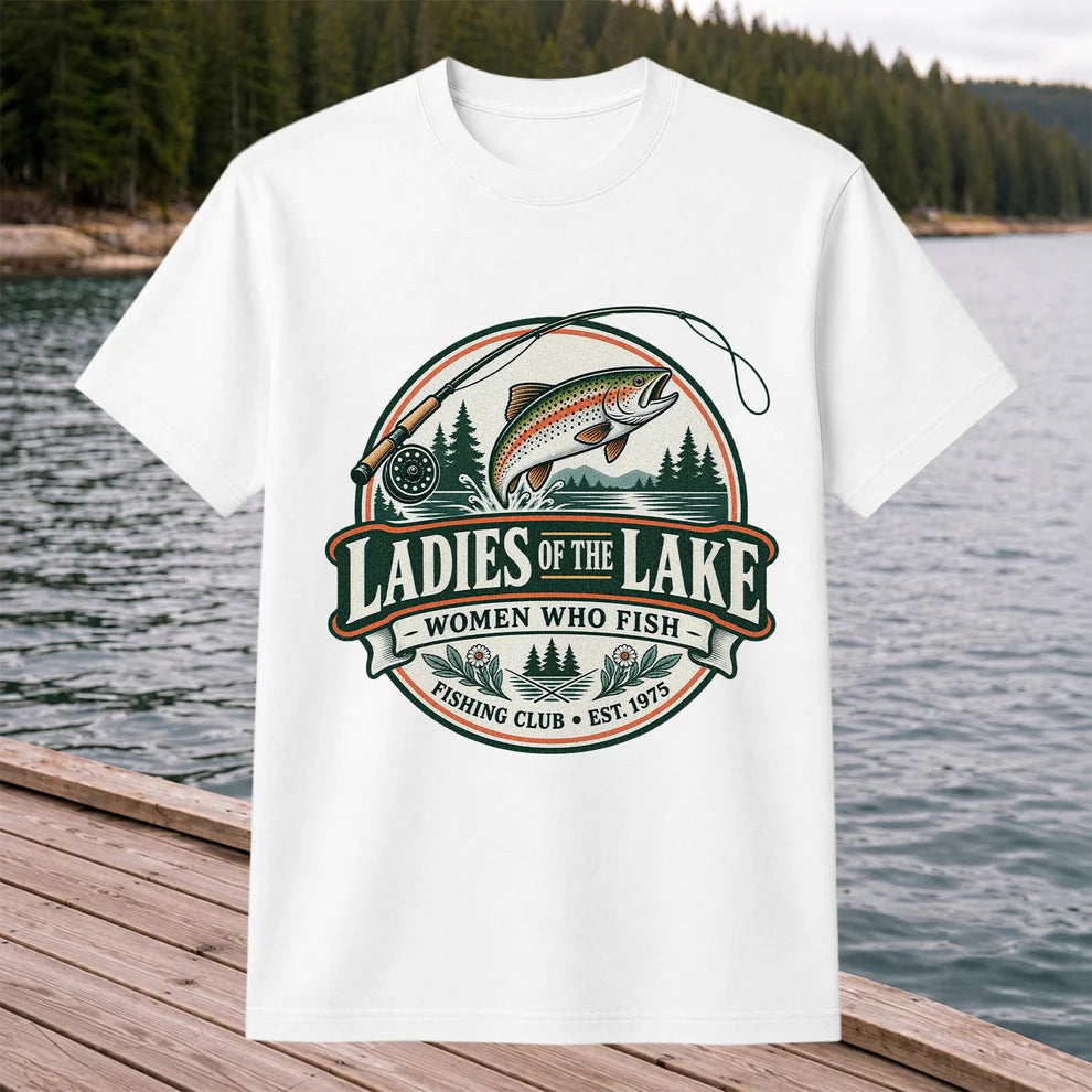 Ladies of the Lake Women Who Fish Rainbow Trout Fishing T-Shirt