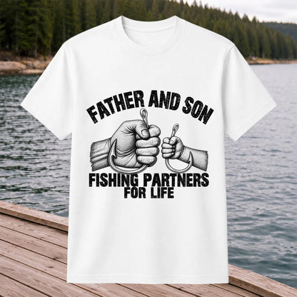 Father and Son Fishing Partners for Life Graphic T-Shirt