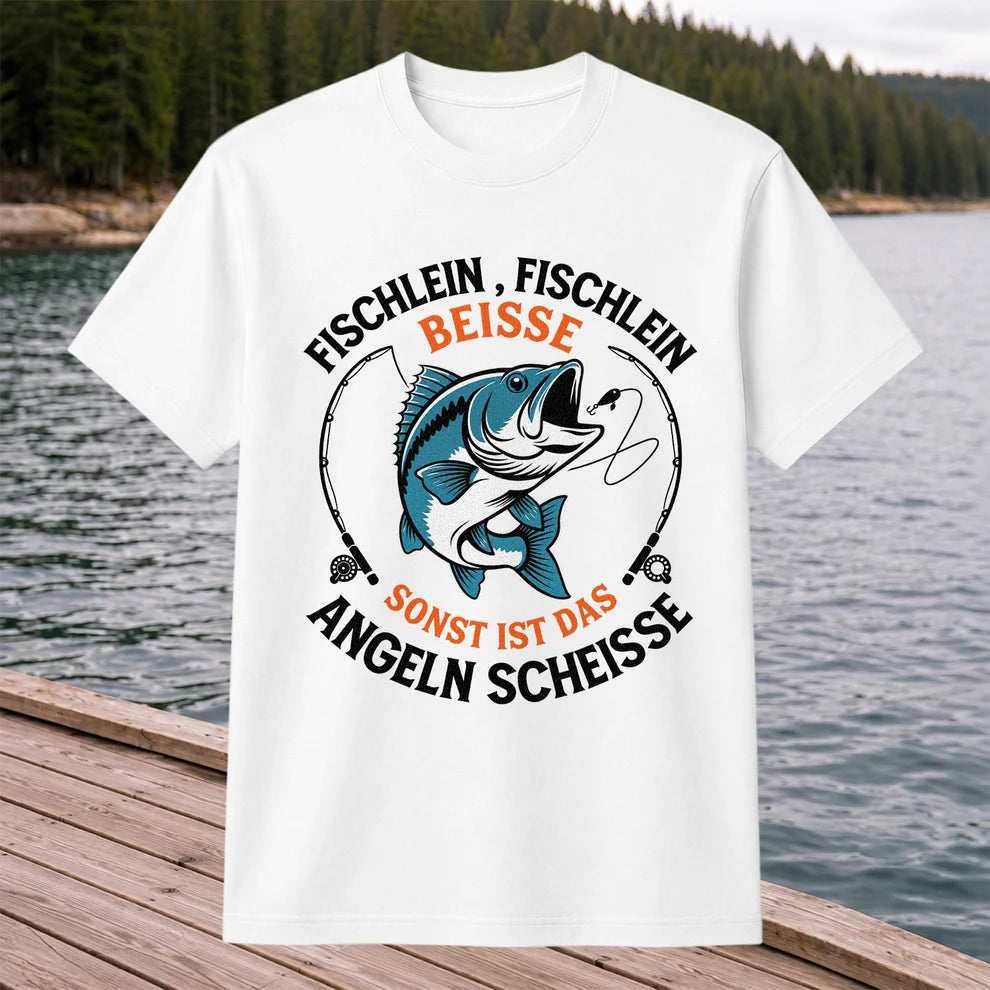 Fischlein Fischlein Beisse Funny Fishing Graphic T-Shirt