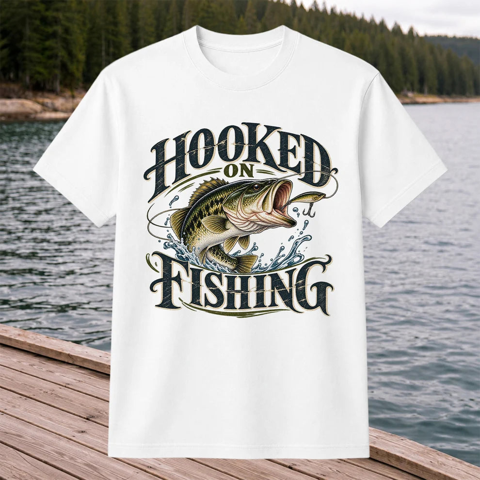 Hooked on Fishing Largemouth Bass Graphic T-Shirt