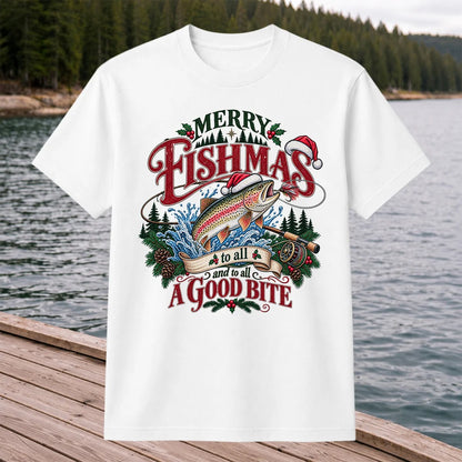 Merry Fishmas to All and to All a Good Bite Rainbow Trout T-Shirt