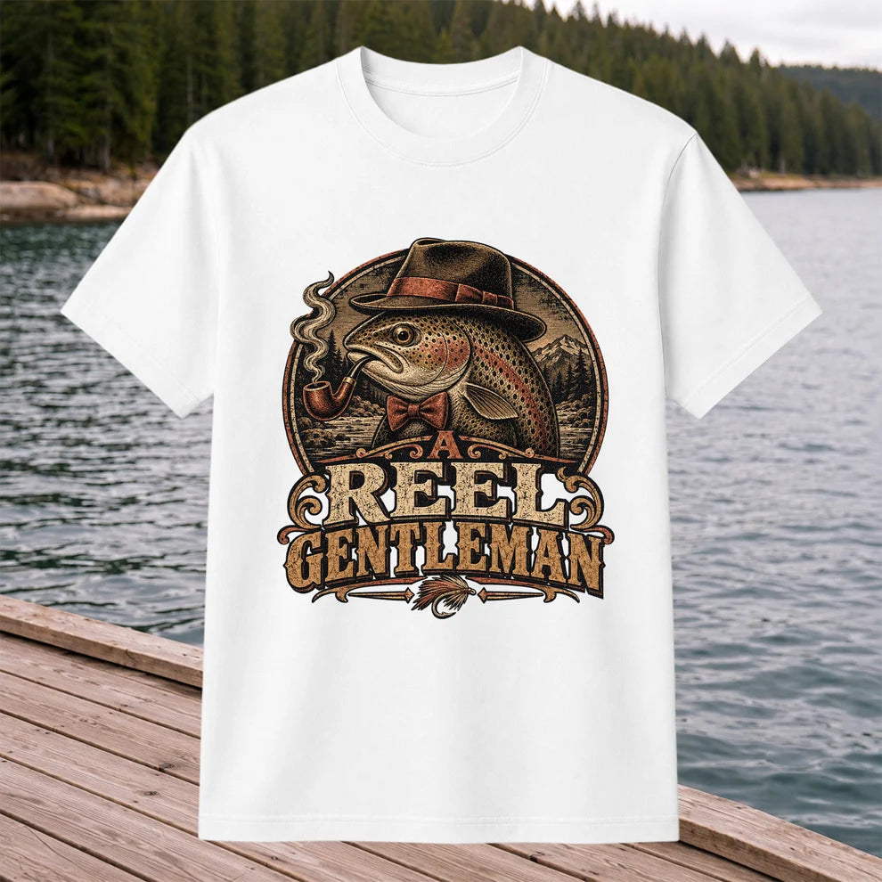 A Reel Gentleman Trout Fishing Vintage Graphic T-Shirt