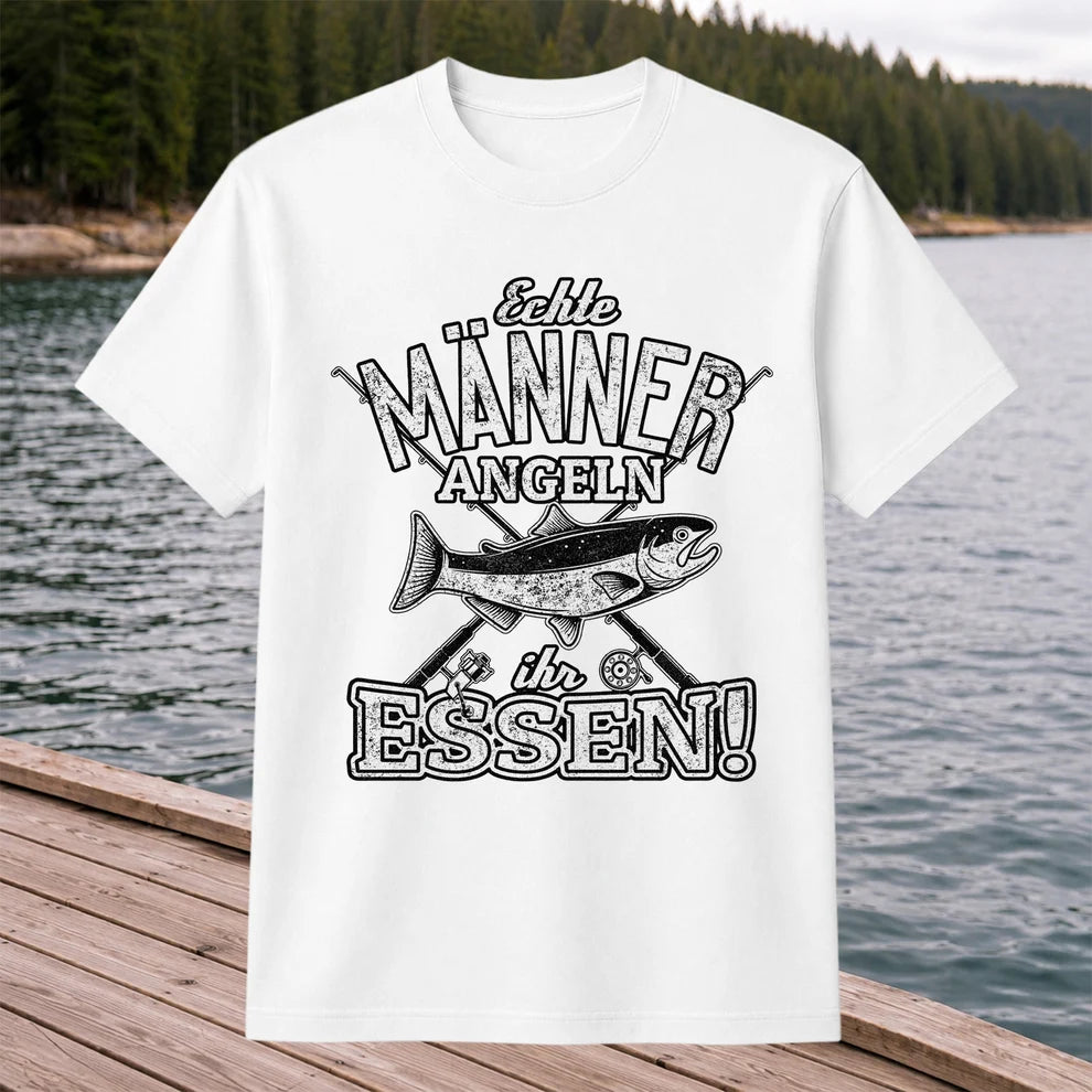 Echte Männer Angeln Ihr Essen Funny Fishing T-Shirt