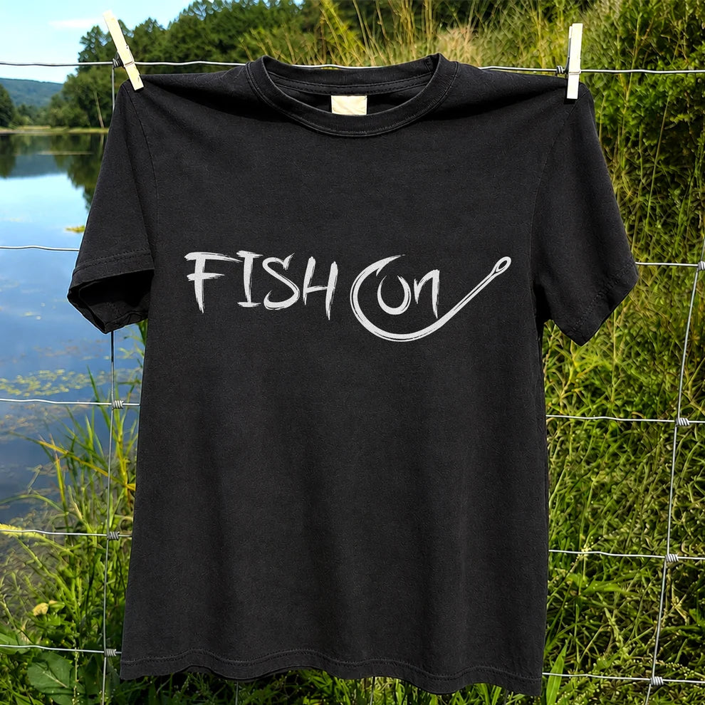 Fish On Fishing Hook Minimalist Graphic T-Shirt