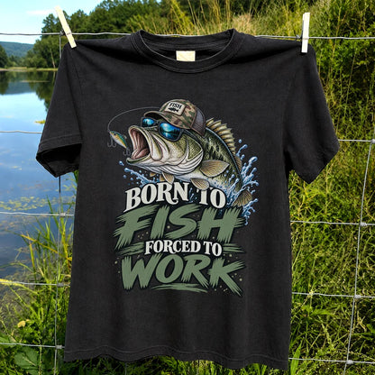 Born to Fish Forced to Work Bass Graphic T-Shirt