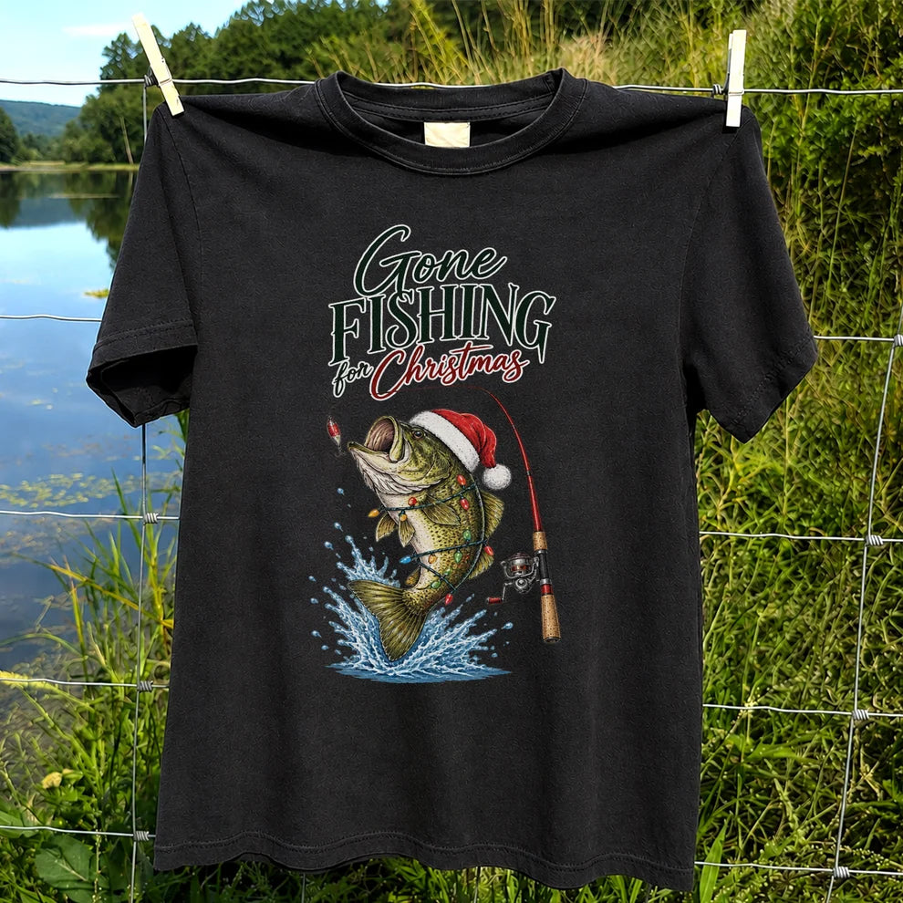 Gone Fishing for Christmas Bass Fishing Graphic T-Shirt