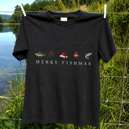 Christmas Fish Icons Fishing Graphic T-Shirt