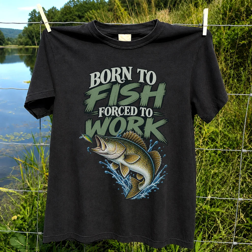 Born to Fish Forced to Work Bass Fishing T-Shirt