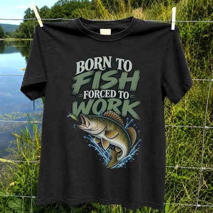Born to Fish Forced to Work Bass Fishing T-Shirt