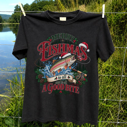 Merry Fishmas to All and to All a Good Bite Rainbow Trout T-Shirt
