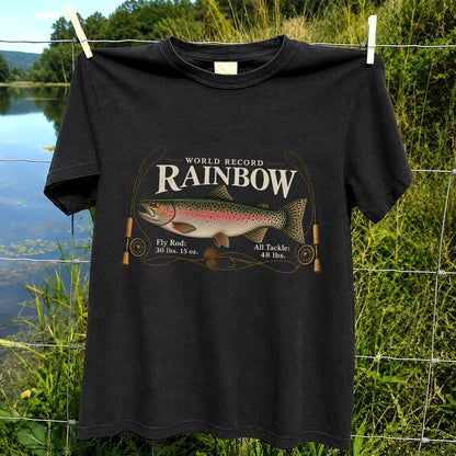 World Record Rainbow Trout Fly Fishing Graphic T-Shirt
