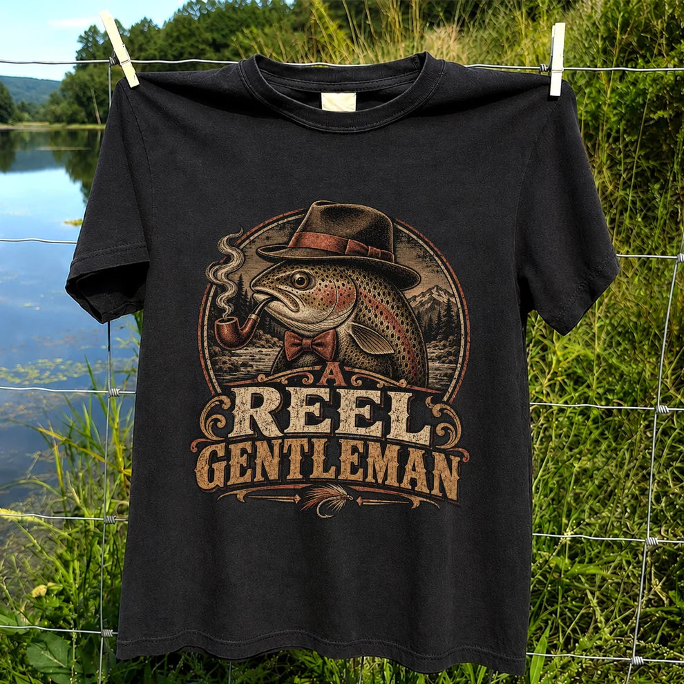 A Reel Gentleman Trout Fishing Vintage Graphic T-Shirt