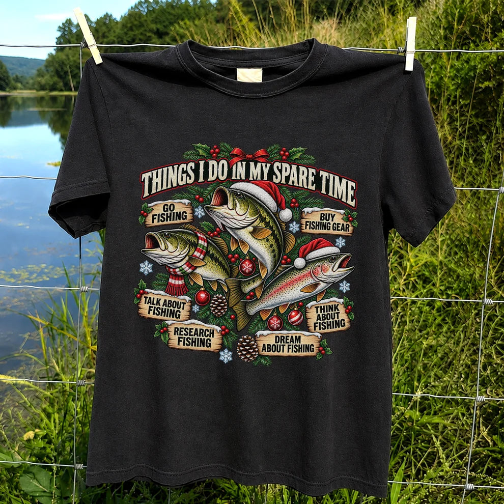 Things I Do in My Spare Time Christmas Bass and Trout Fishing T-Shirt