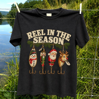 Reel in the Season Christmas Fishing Lures Graphic T-Shirt