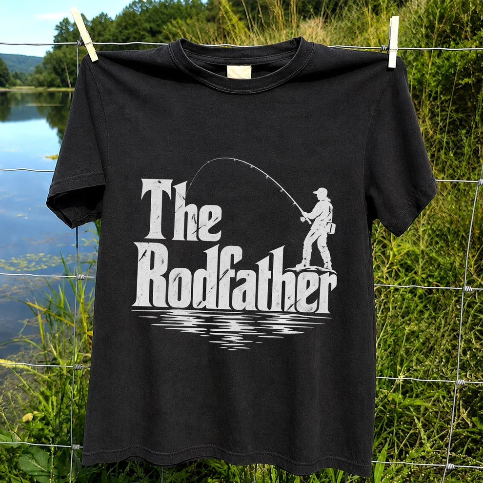 The Rodfather Funny Fishing Graphic T-Shirt