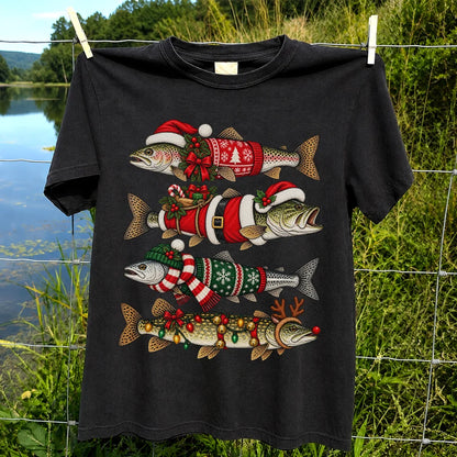 Christmas Fish Collection Festive Fishing Graphic T-Shirt