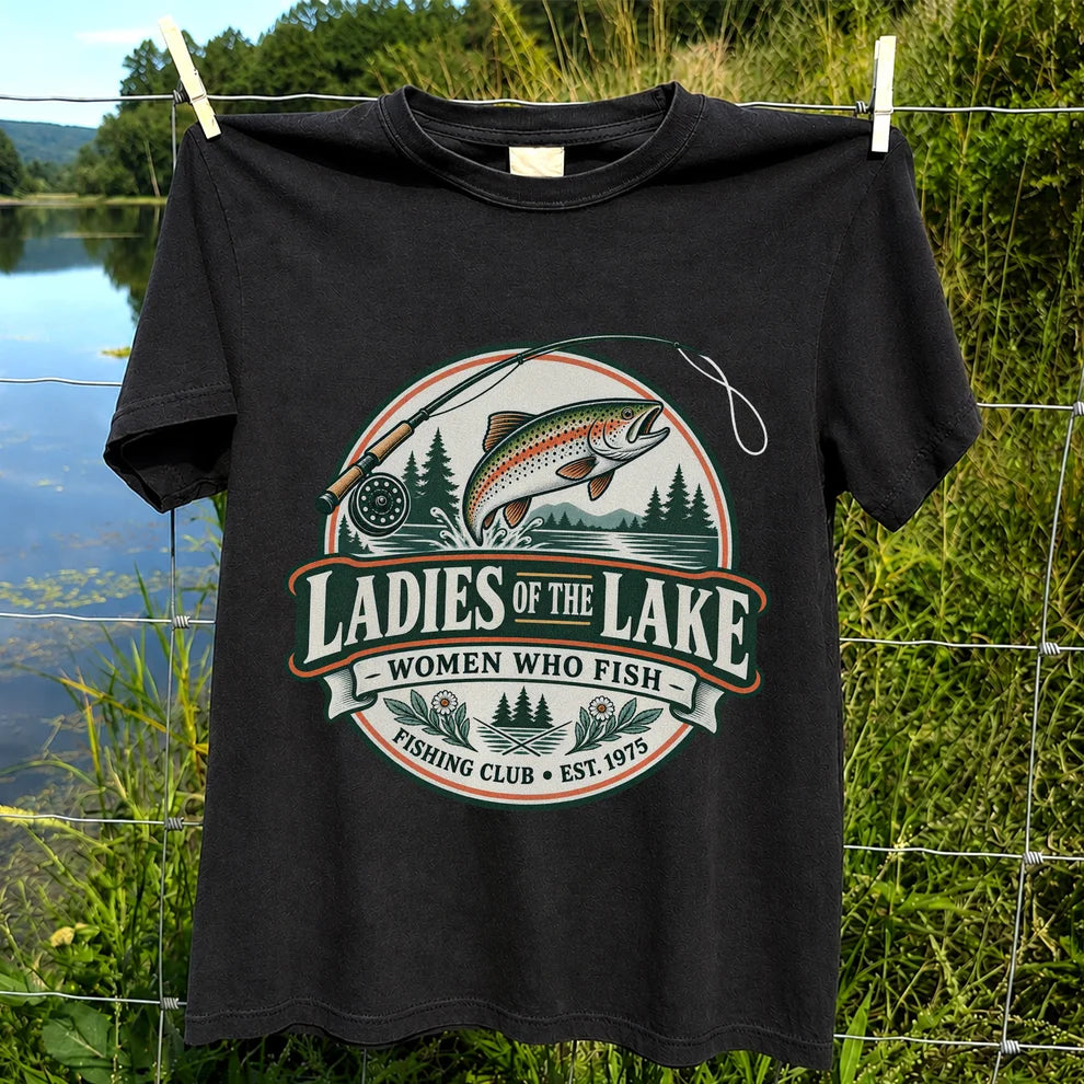 Ladies of the Lake Women Who Fish Rainbow Trout Fishing T-Shirt