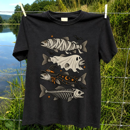 Halloween Costume Fish Spooky Fishing Graphic T-Shirt