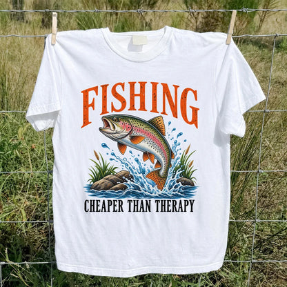 Fishing Cheaper Than Therapy Rainbow Trout Funny T-Shirt