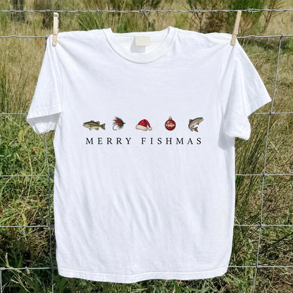 Christmas Fish Icons Fishing Graphic T-Shirt